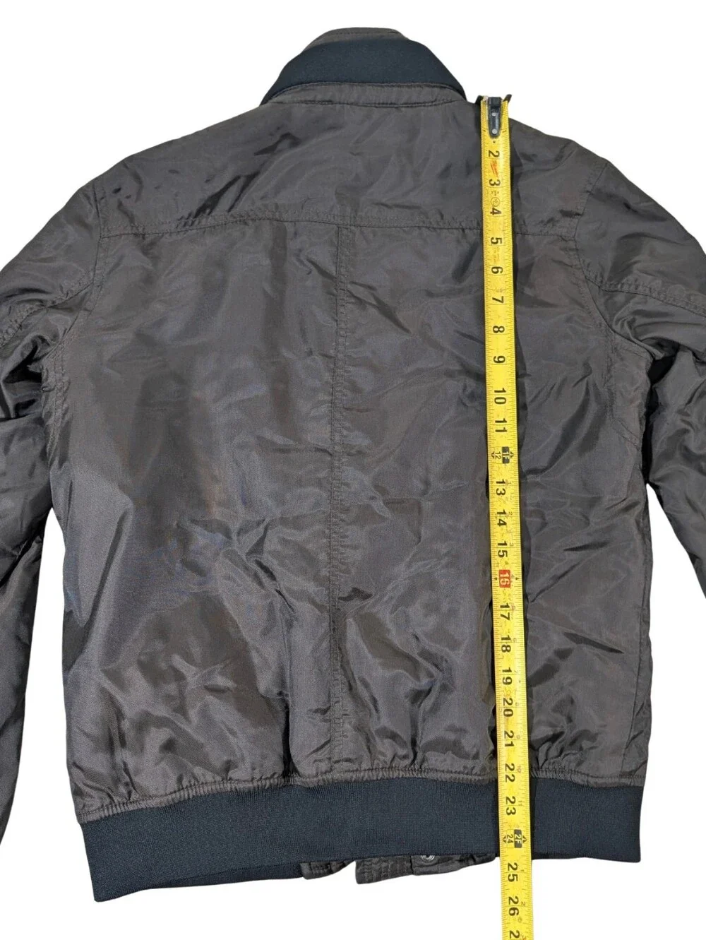 Zara Man Mens Small Dark Brown Utility Flight Bomber Jacket Padded Nylon Coat